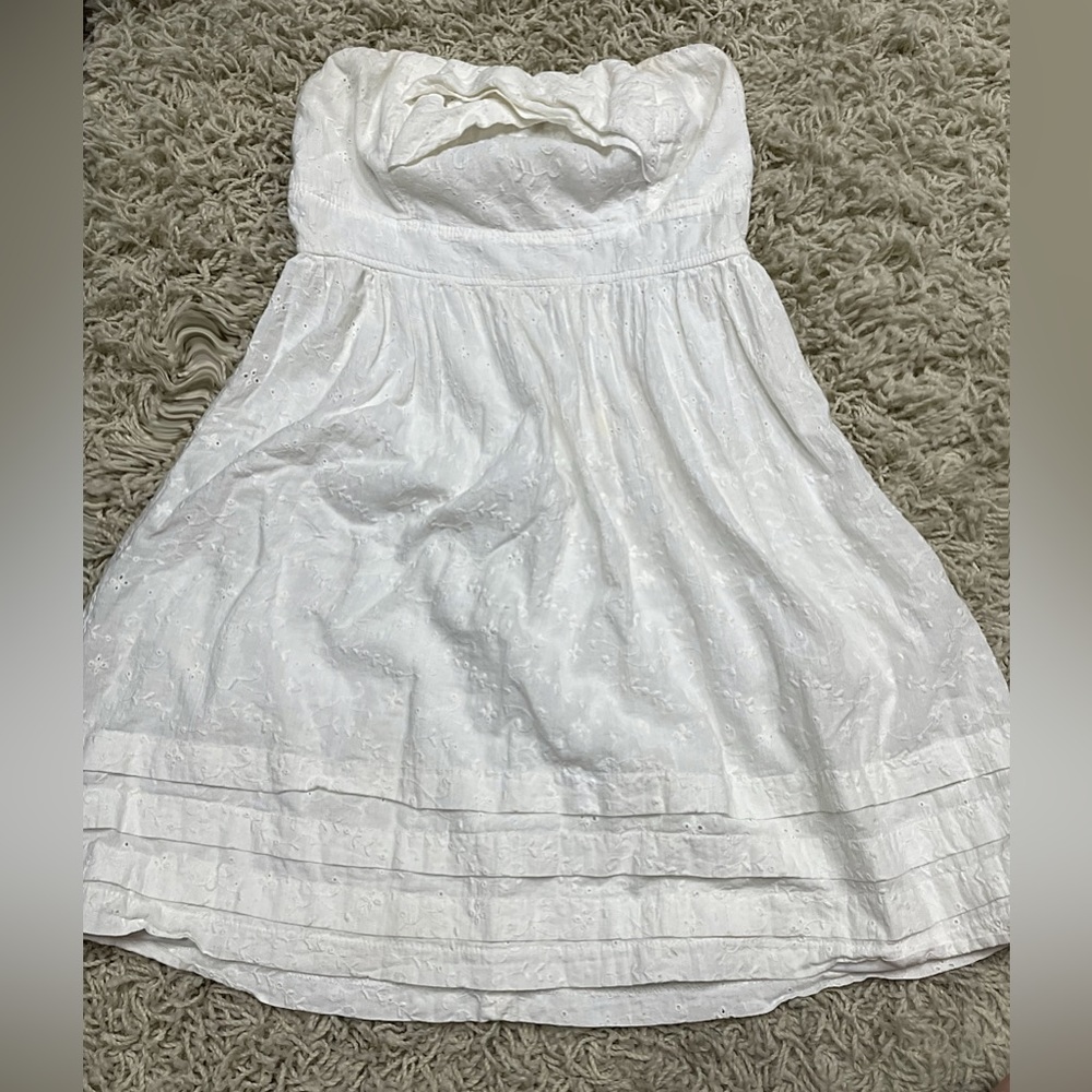 strapless White Laced dress- body central
